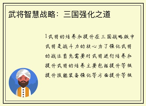 武将智慧战略：三国强化之道