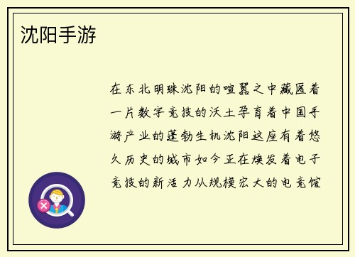 沈阳手游
