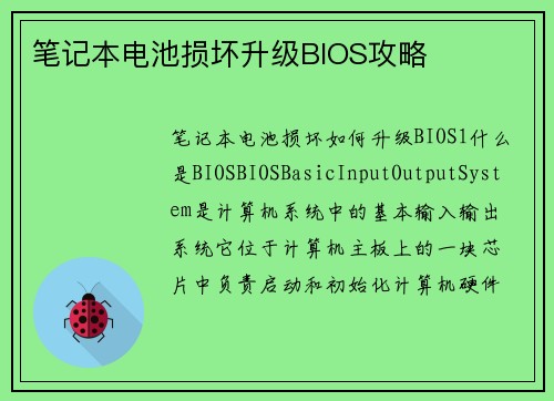 笔记本电池损坏升级BIOS攻略